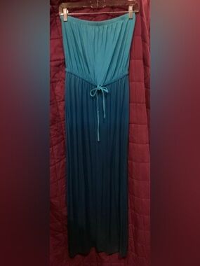Old Navy Teal to Deep Teal Ombre Strapless Maxi Dress